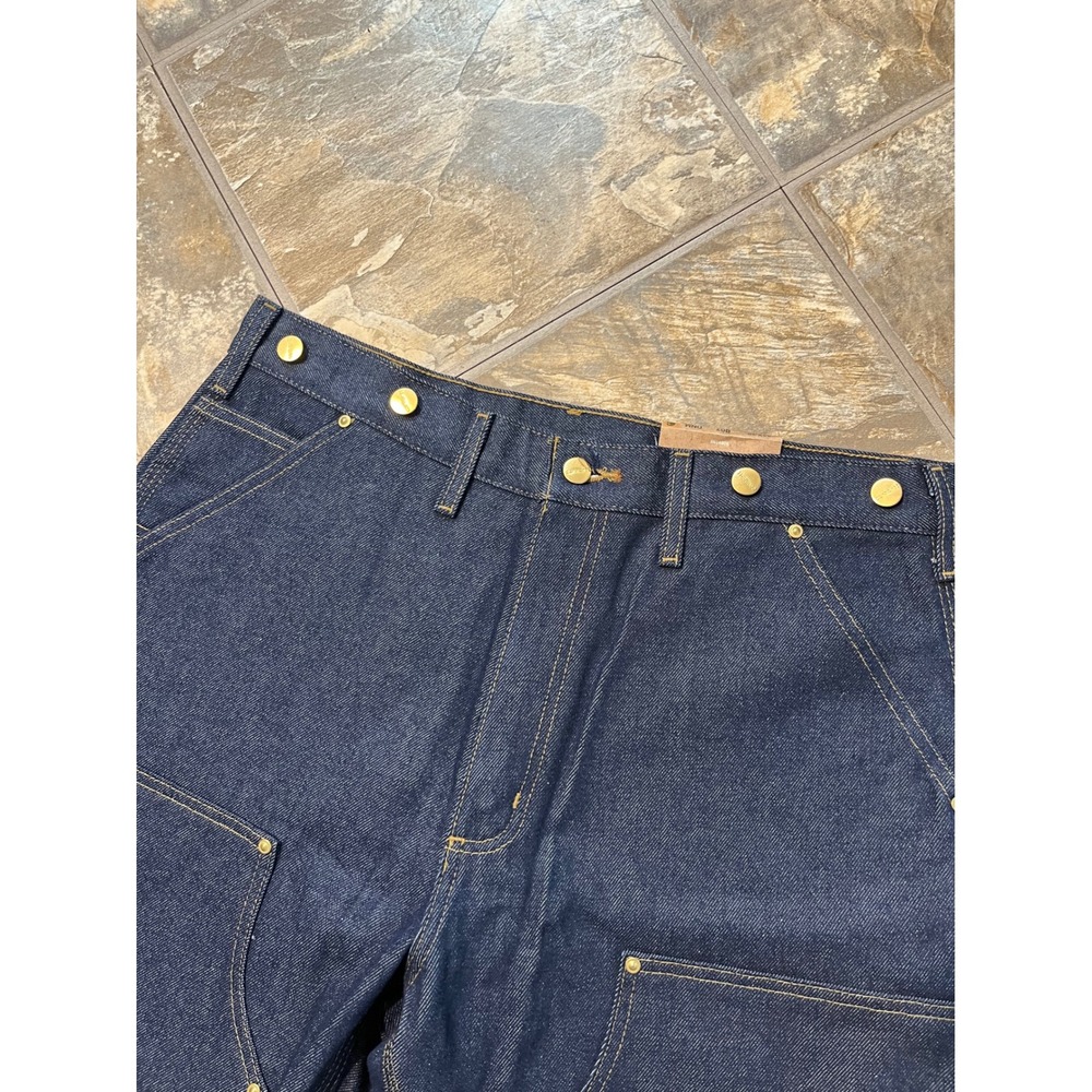 Carhartt Logger Dungarees Men 34x30 Blue NEW Double Front B07 DNM Work Pants - Picture 3 of 10